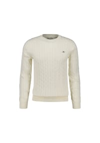 GANT - Herren Stirckpullover - COTTON CABLE C-NECK, Zopfstrick, Rundhals, Baumwolle - Blau