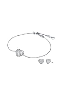 MICHAEL KORS PREMIUM - Michael Kors Damenset Pavé Heart Sterlingsilber rhodiniert, MKC1833SET - Silber
