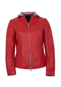 JILANI - Damen Lederjacke Lammnappa Kapuze salsa rot - salsa rot