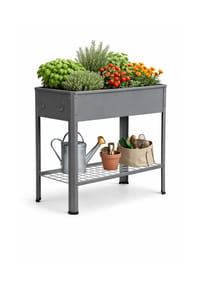 VCM. - Metall Hochbeet mit Ablageboden rechteckig | stehender Pflanzkasten | Blumenkasten für Garten Terrasse Balkon | Blumentopf H. 88 x B. 80 x. T. 35 cm | Balora XL - Grün