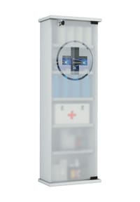 VCM. - Medizinschrank | Maße ca. H. 92 x B. 31 x T. 18 cm | Apothekerschrank abschließbar | Arzneischrank - Gusal - Beton-Optik