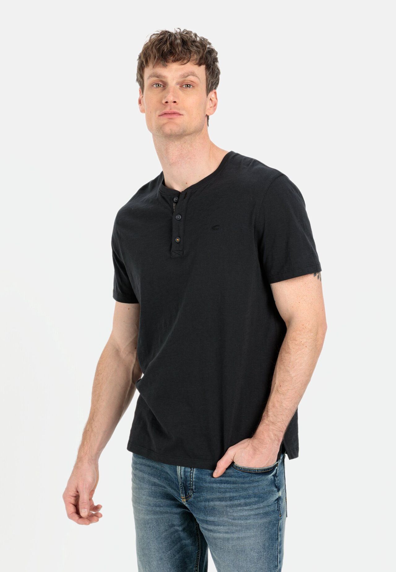 Camel Active T-Shirt, Baumwolle, Logo-Stickerei, FüR Herren, Grau, L
