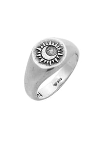 HAZE & GLORY - Ring Siegelring - Sacred Sun Sonne Mond 925 Silber - Gold