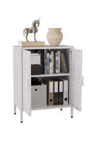 VCM. - Stahl Kommode | Sideboard mit Drehtüren | Maße ca. H. 80 x B. 60 x T. 35 cm - Flokas S - Weiß