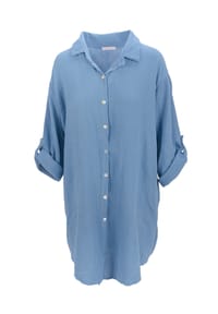 Seasons of April - Bluse Oversized Musselinbluse Jessy Damen Musselin Hemdbluse mit Knopfverschluss, 100% Baumwolle - Anthrazit