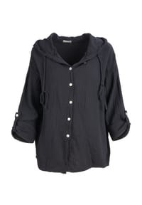 Seasons of April - Bluse Musselin Camila Oversized Musselinbluse aus 100% Baumwolle: Halbarm & mit Kapuze - creme