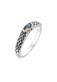 KUZZOÍ - Ring Herren Bandring Labradorit Vintage Used 925 Silber - Silber