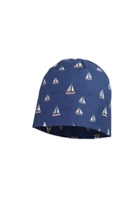 maximo® - MINI-Beanie, Jersey bedruckt UV 50 - blau-weiß-segelboote