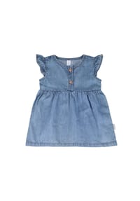 maximo® - BABY GIRL-Kleid, Denim-Optik Rüschenärmel - denim