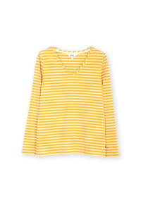 KITE - Damen Tarrant V-Kragen Jersey Shirt Ocker Streifen Bio-Baumwolle - gelb