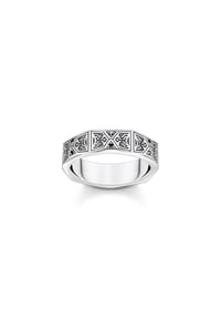 Thomas Sabo Rebel at heart - Ring facettierte Form - silberfarben,  schwarz
