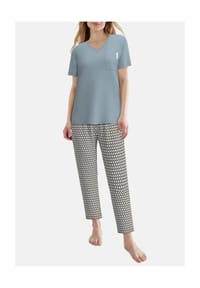 TOM TAILOR - Pyjama, V-Ausschnitt, für Damen - 625 BLAU-MITTEL-A