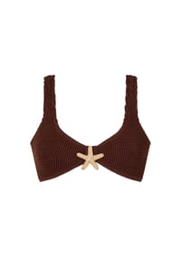 MODA MINX - Bikinioberteil Starfish Scrunch mit tollem Seestern-Element - Coffee