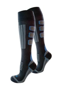 normani® - 2 Paar Coolmax Ski-Kniestrümpfe - Schwarz/Grau/Blau