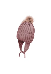 maximo® - MINI GIRL-Mütze, Umschlag Pompon, Ohrklappen, Vollfutter - blue