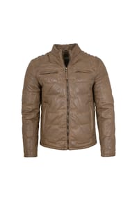 gipsy® - Herren Lederjacke Steppjacke Lammnappa taupe - taupe
