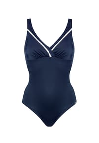 Charmline - Badeanzug, schmale Träger, für Damen - 358/NAVY-WHITE-SIL