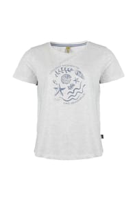 ROADSIGN® australia - Damen T-Shirt Sea Rhythm mit maritimem Print, klassischer Schnitt, aus weicher Baumwolle, ideal für den Sommer und Urlaub - ecru