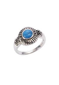 zeeme GEMSTONES - Ring 925/- Sterling Silber 1 Türkis - weiß