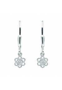 Adelia's - 925 Silber Ohrringe / Ohrhänger Blüte mit Zirkonia Ø 5,8 mm - silber