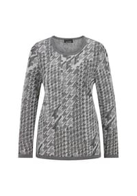 GOLDNER - Hahnentrittpullover mit Glanz - grau / gemustert