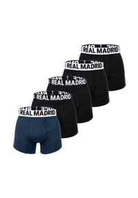 Real Madrid - Herren Boxershorts, 5er Pack - Boxer Briefs, Baumwollmischung, Logobund, einfarbig - Schwarz