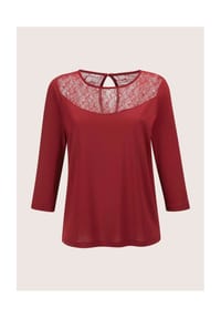 MADELEINE - Rundhals-Shirt mit Spitze - perlweiß