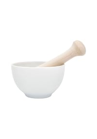 KAI - Select Utensilien Mörser mit Holzstößel, Porzellan, Ø 10.2 cm - silber
