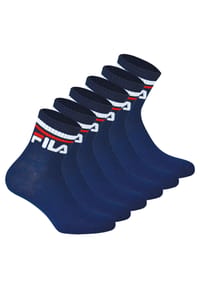 FILA - Unisex Socken, 6 Paar Quarter - Kurzsocken, Sport, Logo-Bund, uni - Blau