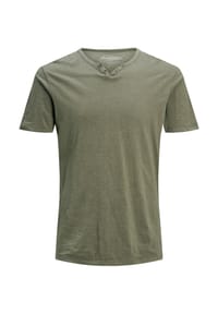 JACK & JONES - Shirt Henley Shirt T-Shirt JJESPLIT NECK TEE - grün