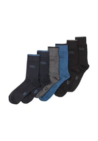 camel active - 6 Paar Basic Socken aus biologischer Baumwolle – Schwarz, Grau und Blau - Mehrfarbig