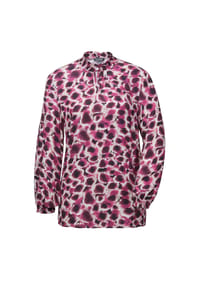 GOLDNER - Kurzgröße:  Langarmshirt mit Smok-Details - beere / gemustert