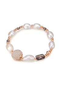 Luluandjane - Damen Armband aus Metall-Legierung in Roségold mit Zirkonia und Süßwasser-Zuchtperle - roségold