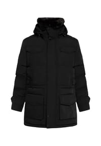 WELLENSTEYN - Funktionsjacke "Seamaster", Teddyfell-Besatz, abnehmbare Kapuze, für Herren - SCHWARZ