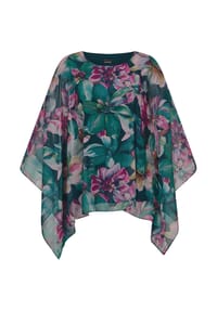 GOLDNER - Blusenshirt mit Überwurf aus Chiffon - smaragd / gemustert