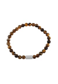 Adelia's Men Bold Style - Armband – Kugelarmband aus Edelstahl mit Tigerauge 21 cm - braun
