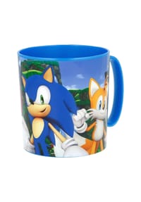 COFI - Sonic the Hedgehog Becher Mikrowellengeeigneter Kunststoffbecher 390?m - Blau 9x8x11cm