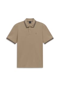 bugatti - HERREN POLO 1/2 ARM, 040 BEIGE, L - 010 WEISS