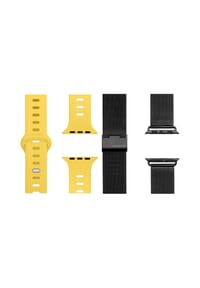 WRISTR - Smartwatch-Armband (2-tlg. Set) Milanese-Nova kompatibel mit Apple Watch (40/44 mm) - Schwarz / Zitrus