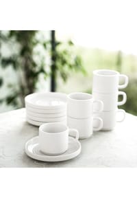 ALMINA® Mondo Mokkatassen 100 ml - 12-teiliges Set aus hochwertigem Porzellan