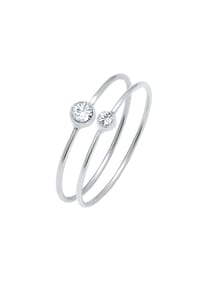 elli. - Ring Set 925 Silber, Mit Kristallen Von Swarovski® - Blau