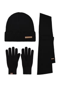 normani® - Winterset aus Merinowolle Mütze, Schal und Handschuhe glatt Yuma - Anthrazit