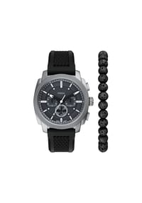FOSSIL MACHINE - Fossil Herrenuhr Machine Chronograph Silikon schwarz, FS6145SET - Silber
