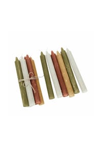 LOBERON Kerzen 12er Set - Kerze 12er Set Bauceau rosa/hellgrün/creme - rosa/hellgrün/creme