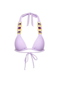 MODA MINX - Bikinioberteil Boujee Triangel Top mit stilvollem Steinbesatz - Lilac