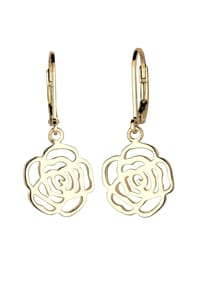 elli. - Ohrringe Rose Blume Blütenform Romantisch Filigran 925 Sterling Silber - Gold