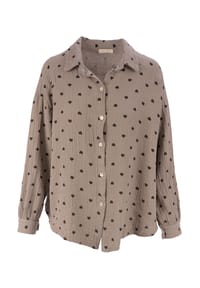 Seasons of April - Bluse LIYA MUSSELIN HERZ OVERSIZED Damen Herz Musselinbluse | 100% Baumwolle | S/M & L/XL - Beige Schwarz