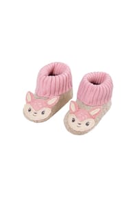maximo® - Lauflernschuhe Reh Anti-Rutsch-Sohle PVC, Strickbund - beigemeliert/altrosa