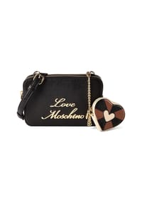 LOVE MOSCHINO Heart Charm - Heart Charm Umhängetasche Leder 20 cm - black