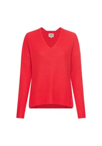 camel active - Strickpullover mit V-Ausschnitt - Flammenrot